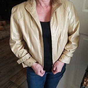Petite Matte Gold Leather Jacket